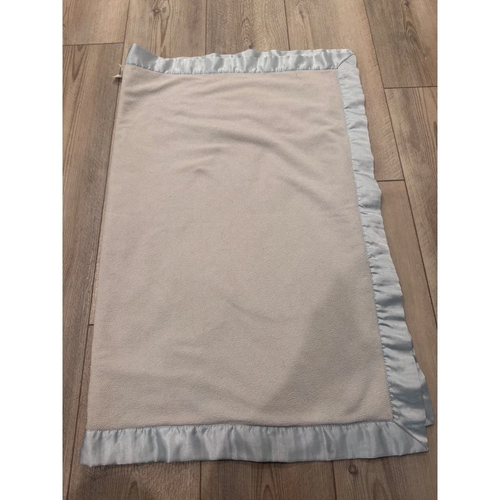 Thank Heaven for Little Boys Blue Minky‎ Dot Baby Blanket Satin Trim 38x29